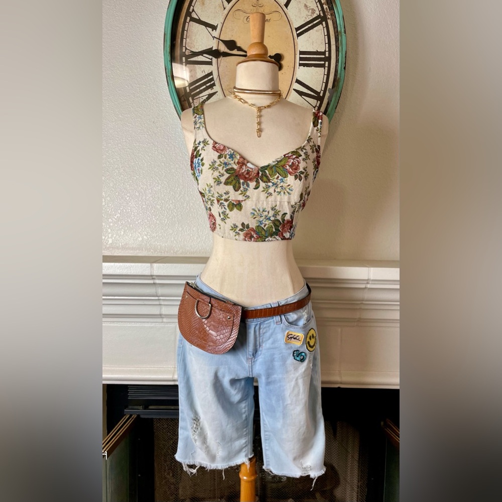 Cider-Vintage Flower Print CropTop